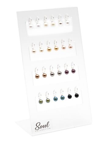 Boucles d'oreilles pendantes perle HKP8BR (12 paires) avec cristal Premium de Soul Collection 1