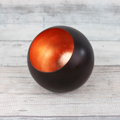 Portavelas bola, globo bronce / cobre 9cm