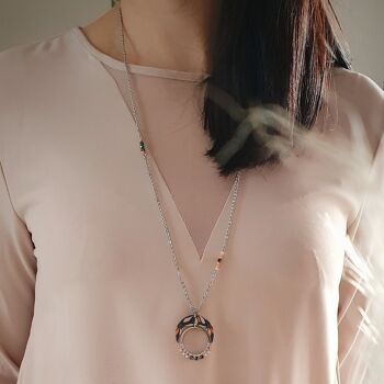 Collier long ZELIE - fleuri rose 3