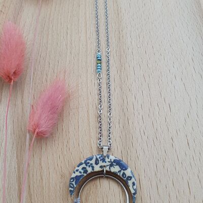 ZELIE long necklace - blue floral