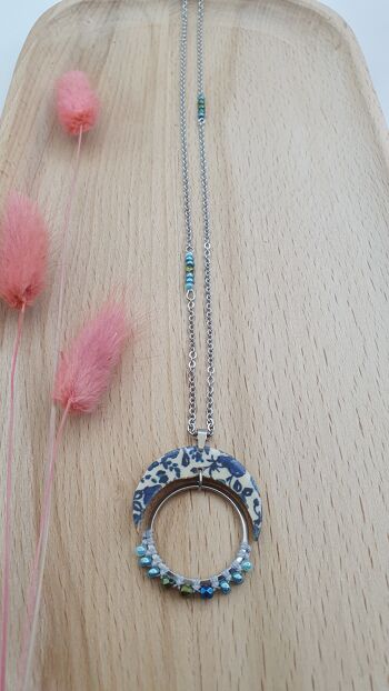 Collier long ZELIE - fleuri bleu 1