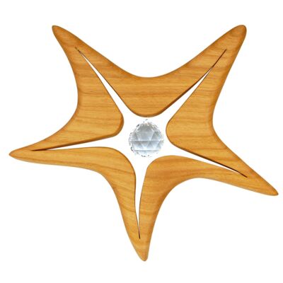Decoración de ventana de estrella de mar de madera con cristal de plomo