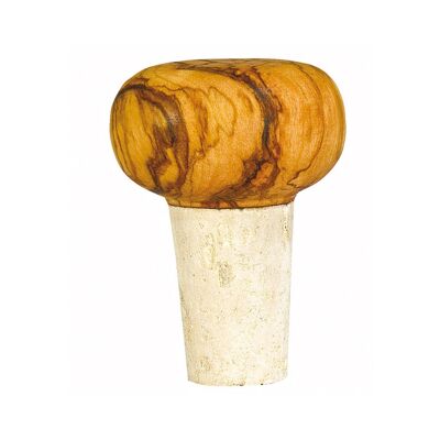 Bottle stoppers made of cork and olive wood