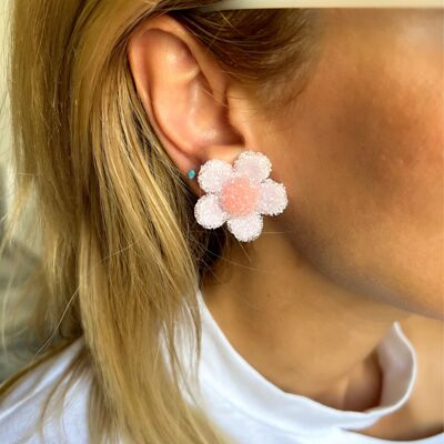 Flower Clip On Earrings, Floral Charm Earrings, Unpierced Ears, Flower Earrings, Funny Earrings, Gift for Her, Made in Greece.