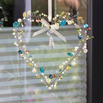 Coeur de perle fait main avec cristal, décoration de fenêtre 3