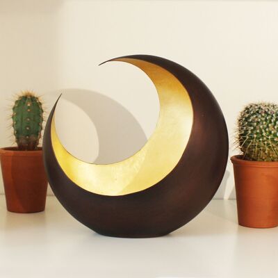 Portavelas, Luna bronce / dorado 18cm