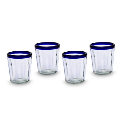 Set di 4 bicchieri conici blu, vetro universale