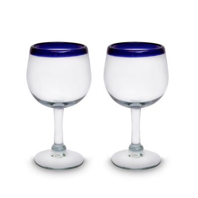 Mouth-blown wine glasses 2 pieces from Mexico Burbuja