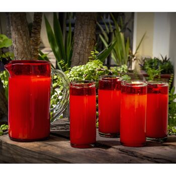 Carafe en verre cylindrique rouge 1,6 litre avec anse 2