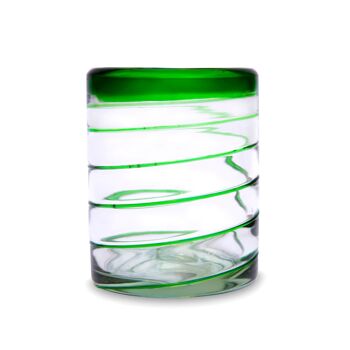 Verres soufflés à la bouche set de 4 vert spirale 450ml 3