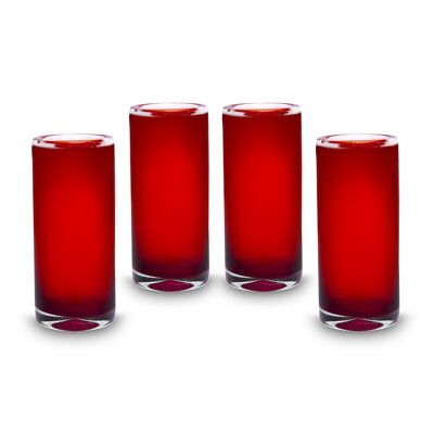 Set di 4 bicchieri soffiati a bocca rosso rubino da 650 ml