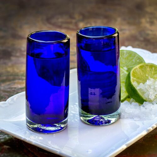 Mexikanische Schnapsgläser 2 Stück 4cl in blau