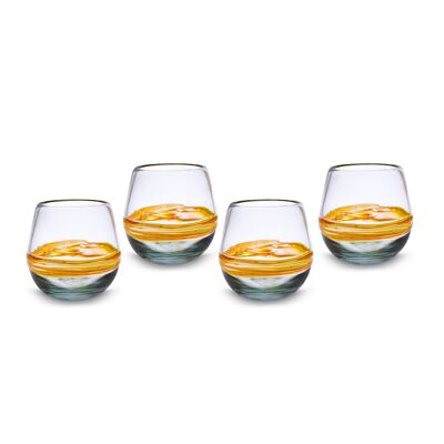 Mouth-blown drinking glasses set of 4 from Mexico Rings