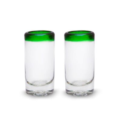 Mexican shot glasses 2 pieces 4cl green rim