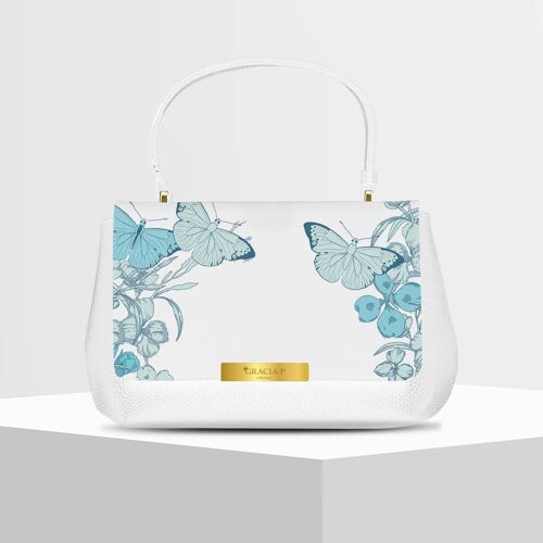 Anto Bag di Gracia P - Made in Italy - Farfalle sky White