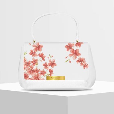 Anto Bag di Gracia P - Made in Italy - Süße Blumen Corallo Weiß