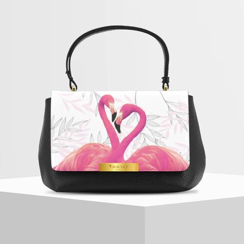 Anto Bag di Gracia P - Made in Italy - White flamingo Black