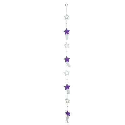 Shell garland stars purple with feathers window decoration