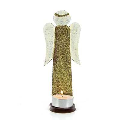 Portacandele angelo oro, decorazione natalizia