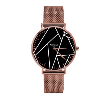 Gracia P - Reloj - Reloj abstracto en oro rosa blanco y negro