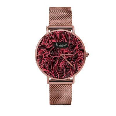 Reloj Gracia P - Reloj - Flores Abstractas Oro Rosa