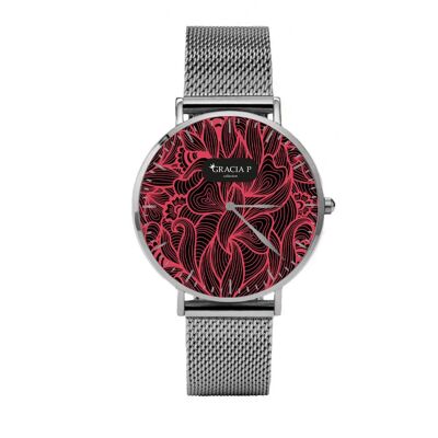 Orologio di Gracia P - Watch - Abstract Flowers Light Silver
