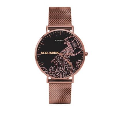 Reloj Gracia P - Reloj - Acuario acuario zodiaco Oro Rosa