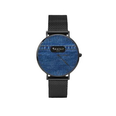 Reloj Gracia P - Reloj - Jeans efecto denim Dark Silver