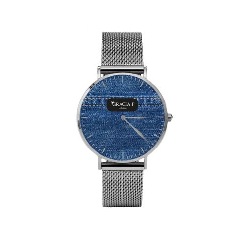 Orologio di Gracia P - Watch - Denim effetto jeans Light Silver