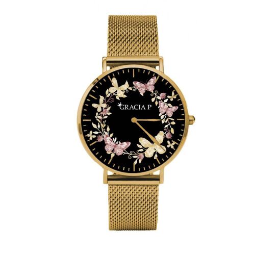 Orologio di Gracia P - Watch - Farfalle colors circle Gold