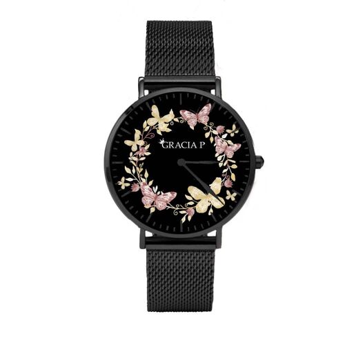 Orologio di Gracia P - Watch - Farfalle colors circle Dark Silver