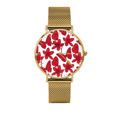 Reloj Gracia P - Reloj - Mariposas y Flores Dorado