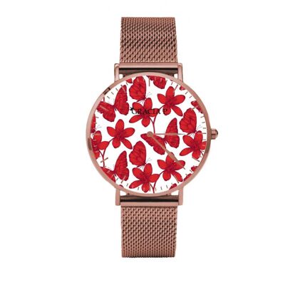 Reloj Gracia P - Reloj - Mariposas y Flores Oro Rosa