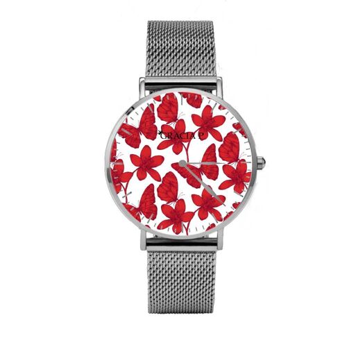 Orologio di Gracia P - Watch - Farfalle e fiori Light Silver