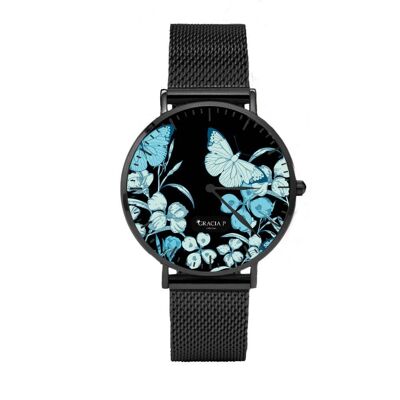 Gracia P Watch - Montre - Papillons ciel Dark Silver