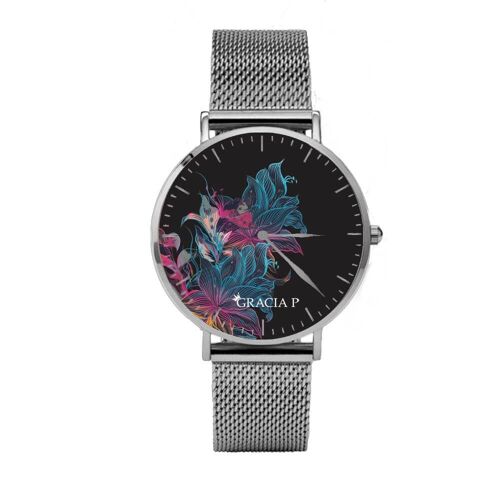 Orologio di Gracia P - Watch - Fiore flower multicolor Light Silver