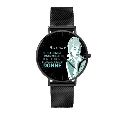 Orologio di Gracia P - Watch - Frase Audrey Hepburn Dark Silver