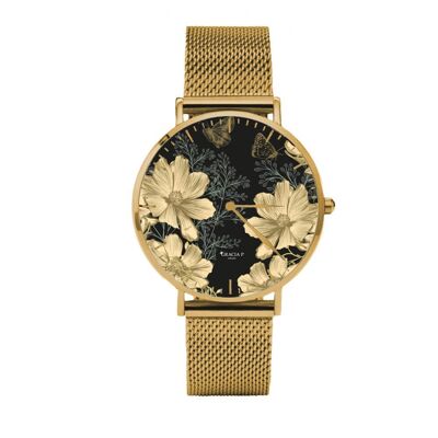 Gracia P - Reloj - Flores doradas Oro
