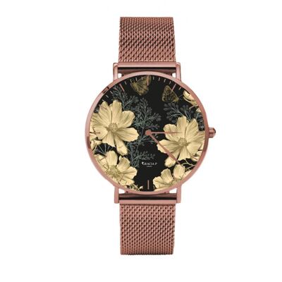 Gracia P - Reloj - Flores doradas Oro rosa