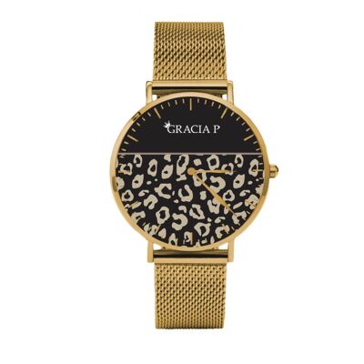 Gracia P - Reloj - Reloj dorado efecto leopardo