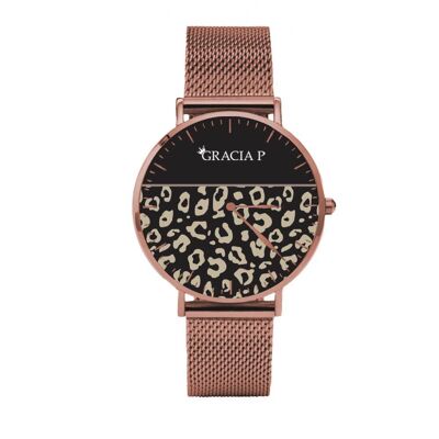 Gracia P - Reloj - Reloj dorado rosa efecto leopardo