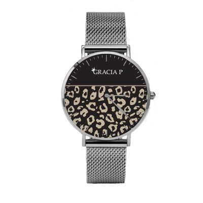 Gracia P - Reloj - Reloj plata claro efecto leopardo