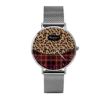 Gracia P - Reloj - Leopardo Escocés Plateado Claro