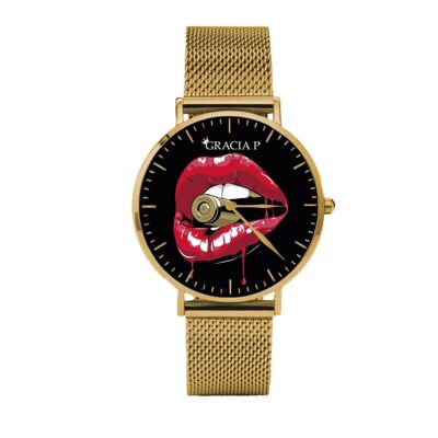 Gracia P - Montre - Montre Lips gun Gold