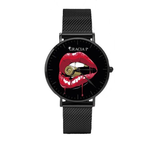 Orologio di Gracia P - Watch - Lips gun Dark Silver