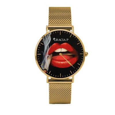 Orologio di Gracia P - Watch - Lips smoke Gold