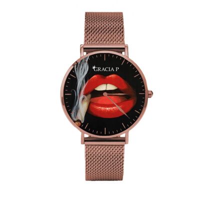 Gracia P - Reloj - Reloj Lips smoke Rose Gold