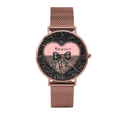 Montre Gracia P - Montre - Effet broderie Love Rose Gold