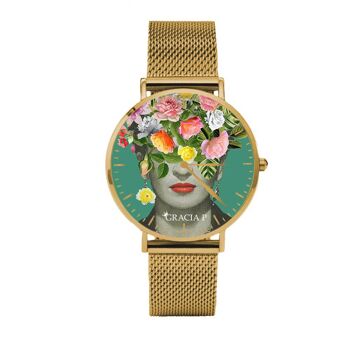 Montre Gracia P - Fleurs Frida Or