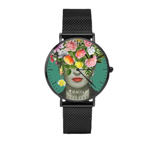 Orologio Gracia P - Frida Flowers Dark Silver